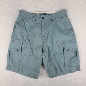 Polo Ralph Lauren Shorts Mens 33 Teal Green 9" Inseam Casual Cargo‎ VTG *